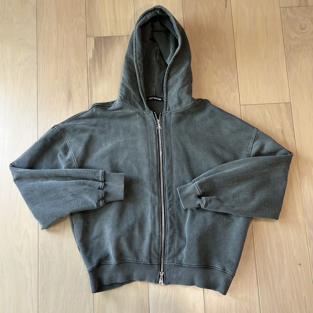 Cole Buxton Full Zip Heavyweight Hoody in Washed Black Men’s Large